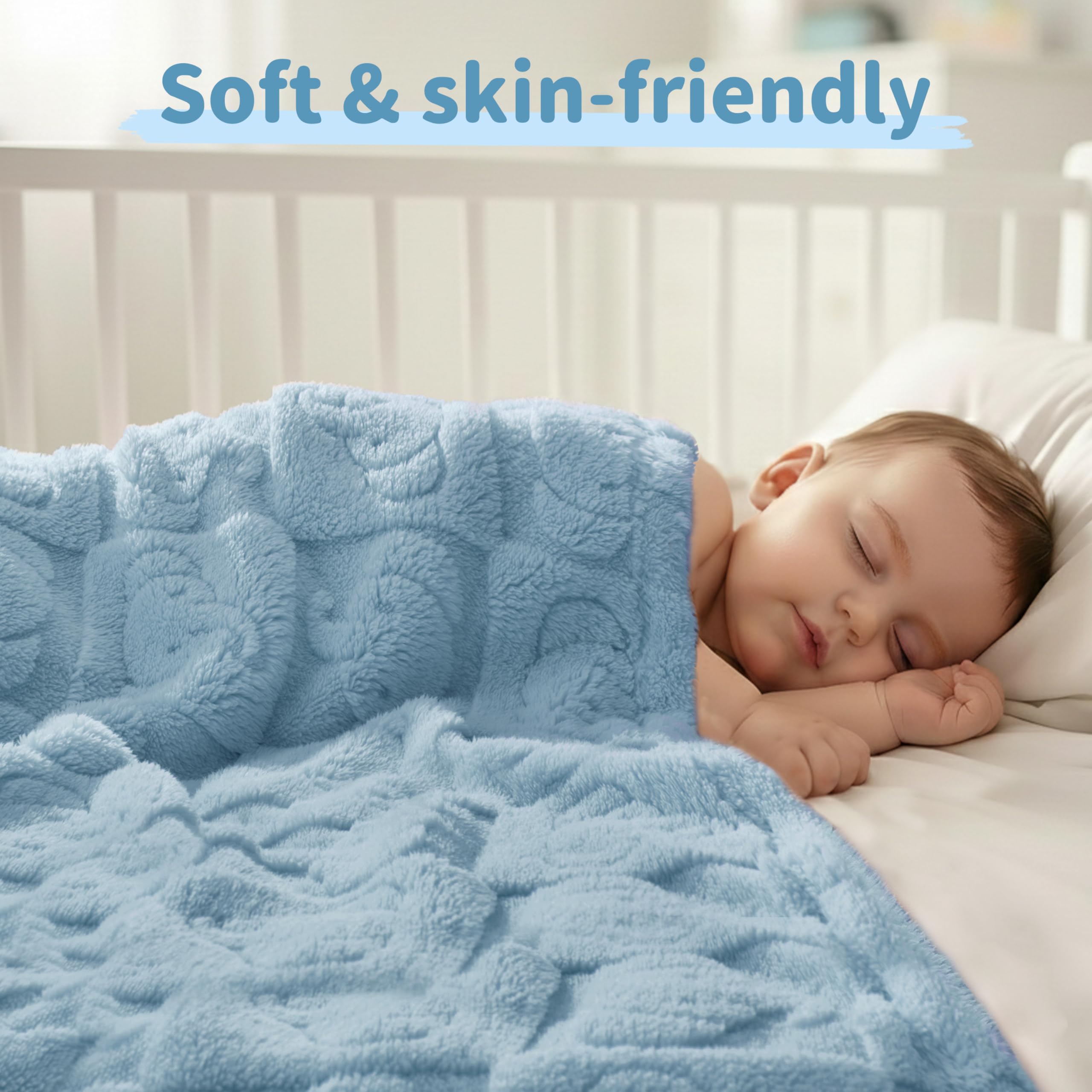 Pro Goleem Elephant Baby Boy Blanket, Soft Fleece Baby Blankets for Boys, 30" x 40" Blue Crib & Stroller Blanket for Newborns and Toddlers
