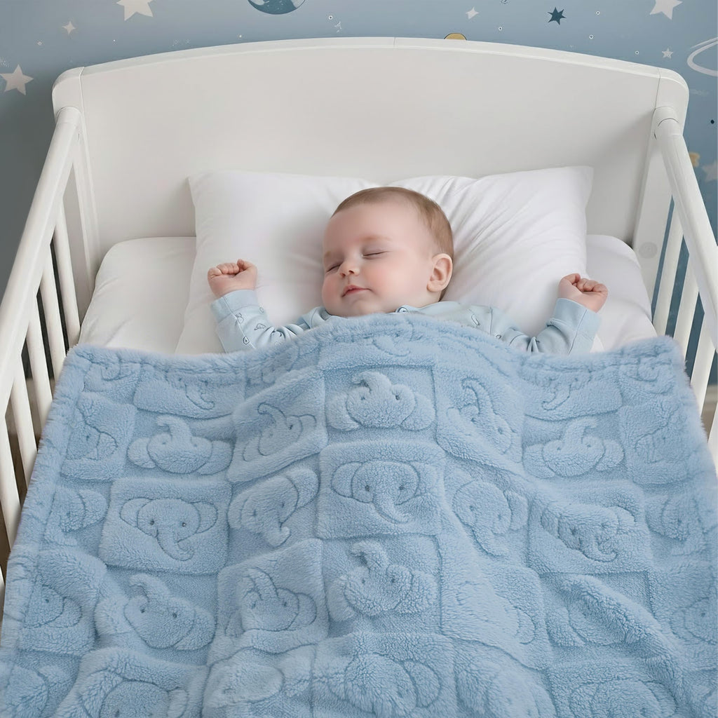 Pro Goleem Elephant Baby Boy Blanket, Soft Fleece Baby Blankets for Boys, 30" x 40" Blue Crib & Stroller Blanket for Newborns and Toddlers