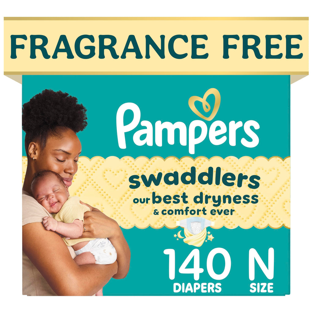 Pampers Swaddlers Newborn Diapers, Size Newborn (<10 lbs), 140 Count, Fragrance Free, Hypoallergenic, Absorbent, Pediatrician Recommended, Skin Safe