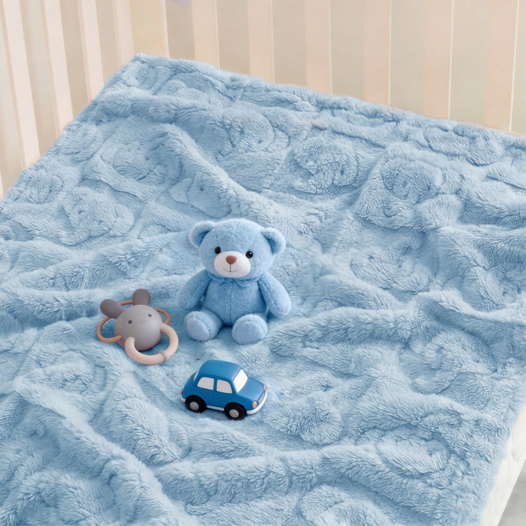 Pro Goleem Elephant Baby Boy Blanket, Soft Fleece Baby Blankets for Boys, 30" x 40" Blue Crib & Stroller Blanket for Newborns and Toddlers