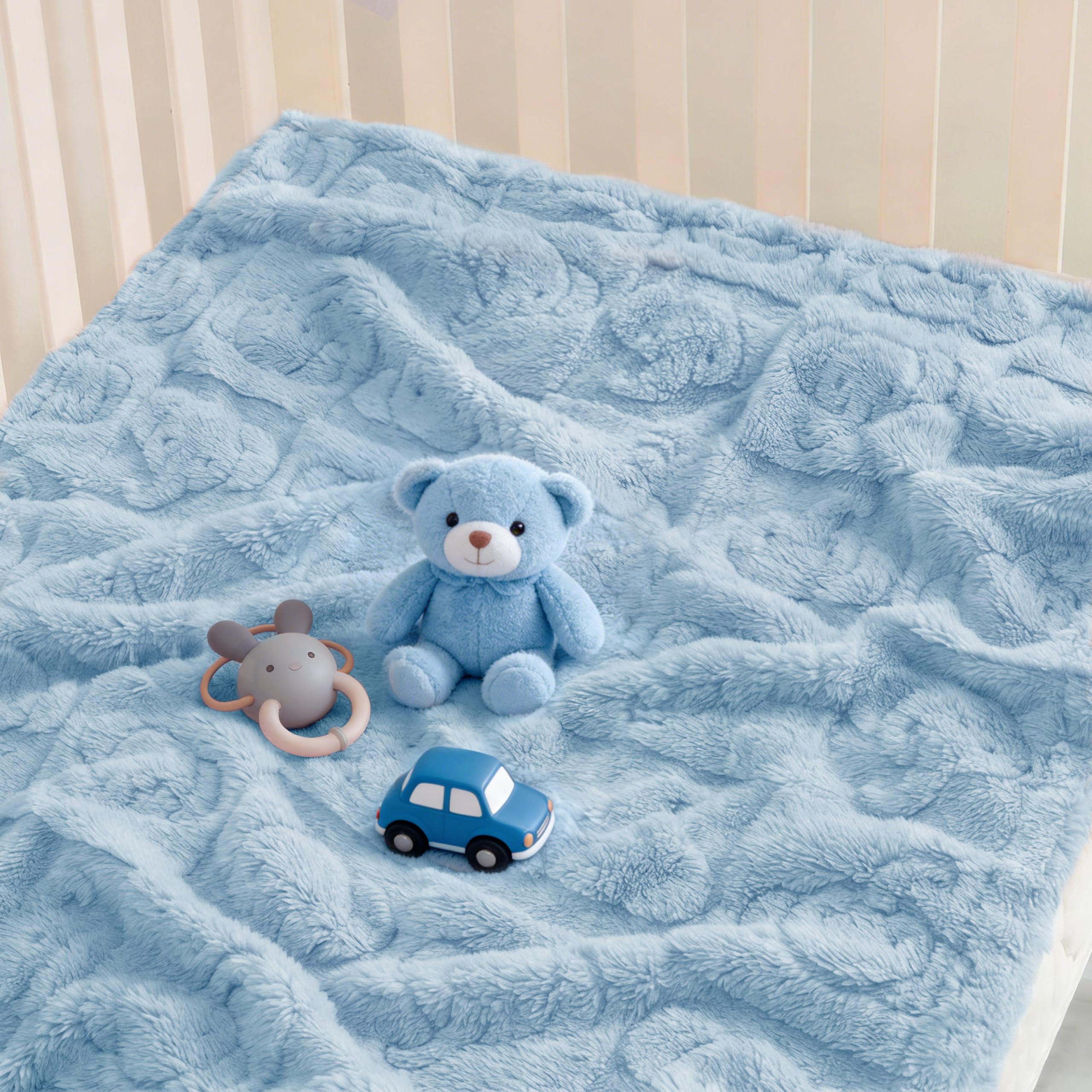 Pro Goleem Elephant Baby Boy Blanket, Soft Fleece Baby Blankets for Boys, 30" x 40" Blue Crib & Stroller Blanket for Newborns and Toddlers